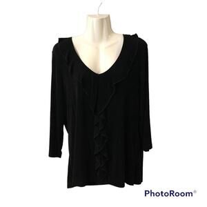 TravelSmith Women’s 3/4 Length Sleeve Top Pullover Ruffled Scoop Neck Sz L